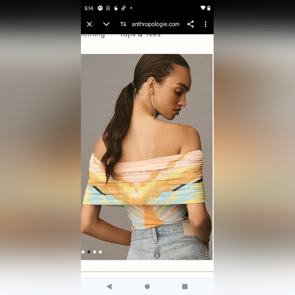 NWT, AFRM Asymmetrical Ruched Yellow and Blue Bodysuit, Size Medium - Picture 3 of 3